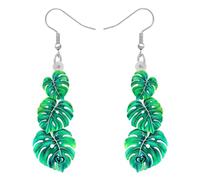 YINYA Acrylic Tropical Palm Leaf Teardrop Earrings Dangle Drop Monstera Plants Leaves Jewellery Funny Gifts for Women Girls Kids Charms Accessories (Green)