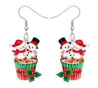 YINYA Christmas Acrylic Cute Gingerbread Snowman Cake Mug Earrings Candy Cane Snack Dessert Dangle Jewelry for Women Festival Gifts Charms, M, Acrylic, No Gemstone