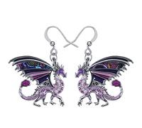 YINYA Enamel Zinc Alloy Fantasy Dragon Earrings Dangle Dinosaurs Jewelry for Women Gifts Party Favors, M, Zinc, No Gemstone