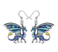 YINYA Enamel Zinc Alloy Fantasy Dragon Earrings Dangle Dinosaurs Jewelry for Women Gifts Party Favors, M, Zinc, No Gemstone