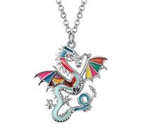 YINYA Enamel Zinc Alloy Fantasy Pterosaur Dragon Necklace Dinosaurs Pendant Jewelry for Women Party Gifts Charms Ornament, M, Zinc, No Gemstone