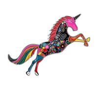 YINYA Enamel Zinc Alloy Fantasy Unicorn Brooches Pins Horse Jewelry for Women Kids Girls Charms Gifts Party Favors, M, Metal, no gemstone