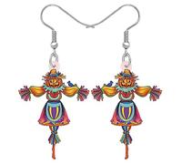 YINYA Halloween Acrylic Fun Pumpkin Scarecrow Earrings Dangle Drop Spooky Jewelry for Women Gifts Charms, M, Acrylic, No Gemstone