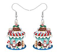 YINYA Novelty Christmas Acrylic Candy Gingerbread House Earrings Dangle Jewelry for Women Gifts Charms Decor, M, Acrylic, No Gemstone