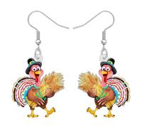 YINYA Thanksgiving Acrylic Fall Pumpkin Fruit Basket Turkey Earrings Dangle Chicken Animals Jewelry for Women Holiday Gifts Charms, M, Acrylic, No Gemstone