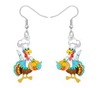 YINYA Thanksgiving Acrylic Fall Pumpkin Fruit Basket Turkey Earrings Dangle Chicken Animals Jewelry for Women Holiday Gifts Charms, M, Acrylic, No Gemstone