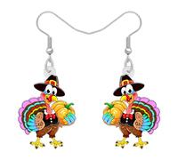 YINYA Thanksgiving Acrylic Fall Pumpkin Fruit Basket Turkey Earrings Dangle Chicken Animals Jewelry for Women Holiday Gifts Charms, M, Acrylic, No Gemstone