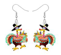 YINYA Thanksgiving Acrylic Fall Pumpkin Fruit Basket Turkey Earrings Dangle Chicken Animals Jewelry for Women Holiday Gifts Charms, M, Acrylic, No Gemstone