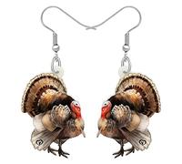YINYA Thanksgiving Acrylic Fun Wild Turkey Earrings Dangle Chicken Animals Jewelry Gifts for Women Charms Accessories, M, Acrylic, No Gemstone