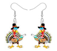 YINYA Thanksgiving Acrylic Happy Wild Turkey Earrings Dangle Fall Maple Leaf Pumpkin Chicken Jewelry for Women Charms Gifts Accessories, M, Acrylic, No Gemstone