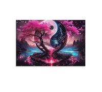 YinYang Cherry Tree,1000-piece puzzle,Classic Jigsaw Puzzle DIY Set Paper Toy Unique Gift Home Decor,26x38cm