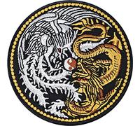 Yinyang Dragons Embroidered Patch to sew on- Iron on Harmony Dragon Couple Mythology Emblem GOT - Upgrade Clothing Patches for All Fabrics | 80X80 mm