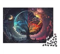 YinYangTreeCosmos Colourful Yin-yang Day And Night 1000 Pcs Jigsaws Adults Beautifully Illustrated Birthday Present 38x26cm/1000pcs