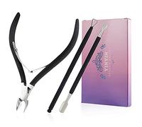 YINYIN Cuticle Trimmer Set - Classic, Professional Black Stainless Steel Cuticle Clippers - 3 Count Ambidextrous Scissors