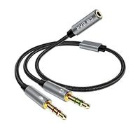 Yinyoo KBEAR KA01 Headphone Splitter 3.5mm Female to Dual 3.5mm Male Headset Microphone Adapter with Gold-Plated Plug Compatible with PC Gaming Headset/Earphone/Speaker/Laptop/PS5/PS4