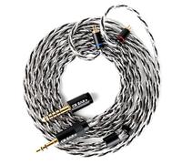 Yinyoo KBEAR P34 Replacement Upgrade Cable 2 Core OFC Silver Plated In Ear Monitor Cable with Interchangeable 3.5mm/4.4mm for Musician Singer, Compatible with EDX PRO/ZS10 PRO (black-silver)