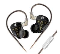 Yinyoo KZ DQS HiFi In-Ear Headphones with HD Microphone, Dynamic Driver Wired Earbuds Semi-Open Bass Earphone, Lightweight In-Ear Monitors for Drummers Musicians (DQS Black, With mic)