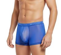 YINYOUYU Mens Sexy Ice Silk Underwear See Through Boxers Super Thin Sheer Trunk Bulge Pouch Boxer Briefs, A-1*blue, M