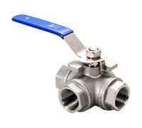 YINZHD 1/4" 3/8" 1/2" 3/4" 1" -2" BSP NPT Female Full Port T L Tee 3 Ways 304 316 Stainless Steel Ball Valve Connector Water Gas(1",NPT SS304 L-Port)