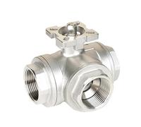 YINZHD 1/4" 3/8" 1/2" 3/4" 1"-2" BSPT Female Thread 304 Stainless Steel High Platform T L Port Tee 3 Ways Ball Valve Water Gas Oil(DN40 1.5 Inch BSP,L Port)