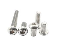 YINZHD 10pcs UNC 10#-24 1/4-20 304 A2-70 Stainless Steel US Coarse Thread Allen Hex Hexagon Socket Button Head Round Screw Bolt ISO7380(5/8",10-24)