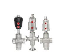YINZHD DN15/20/25/32/40/50 Tri Clamp 1/4" 3/8" 1/2" 3/4" 1" BSPT Tee 3 Ways 304 Stainless Steel Pneumatic Actuated Angle Seat Valve(DN15,Plastic Actuator_TRI CLAMP Type)