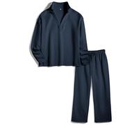 Yioaga Women's Tracksuit 2 Piece Set Patrick Pullover Sweatshirt Catherine Sweatpants Casual Lounge Set, Navy, L