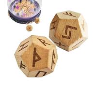Yiohejy Wooden Runes Set - Carved Wooden Divination Dice - Small Rune Dice for Home Decor, Meditation, Divination Game, Travel, Entertainment