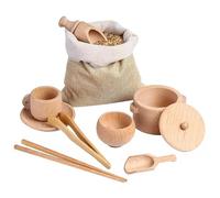Yiohejy Wooden Sensory Bin Tools, Set Of 8 Preschool Learning Education Heuristic Play Toys, Wooden Hands On Ability Toys With Storage Bag, Fine Motor Skills Development