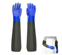YIOIY Pond Gloves, Extra Long Drain Cleaning Gloves, Waterproof Sleeve Gloves, Full Arm Gloves for Men Women (Blue, Flocking Lining)