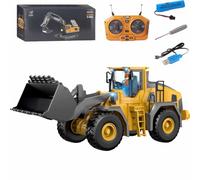 yiokeo 4-in-1Rc Construction Vehicles Set, 2.4GHz Heavy Remote Control Excavator,Remote Control Construction Toys, Excavator,Dump Truck, Bulldozer,Loader Equipment with LED Lights & Real Sound (D)