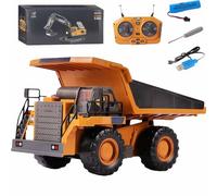 yiokeo 4-in-1Rc Construction Vehicles Set, 2.4GHz Heavy Remote Control Excavator,Remote Control Construction Toys, Excavator,Dump Truck, Bulldozer,Loader Equipment with LED Lights & Real Sound (B)