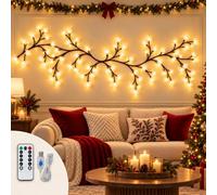 yiokeo Flexible LED Branch Lights | 8 Lighting Modes & Remote-Controlled Holiday Wall Decor, Bare Lamp Led Tree Branch, 72/96/144 Willow Vine Lights for Wall (1.8m-96Lights)