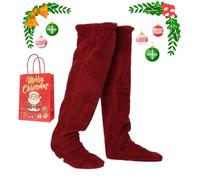yiokeo Goose down Knee Socks for Christmas,Goose Down Long Tube Socks Soft Comfortable,Leg Warmers Fluffy for Cold Weather (11)