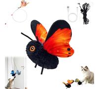 yiokeo Smart Sensing Flapping Butterfly Toy Interactive Cat, Touch-Activated Flapping Cat Toy with 3 Movement Patterns, Type-C Rechargeable, with Washable Cover and Cord for Indoor Cats (Red)
