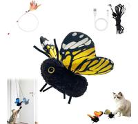yiokeo Smart Sensing Flapping Butterfly Toy Interactive Cat, Touch-Activated Flapping Cat Toy with 3 Movement Patterns, Type-C Rechargeable, with Washable Cover and Cord for Indoor Cats (Yellow)