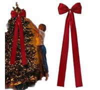 Yiokii 16 x 57 Inches Extra Large Christmas Tree Topper Bow, Giant Red Bows for Christmas Tree,Long Streamers Red Ribbon Christmas Tree Topper for Home Xmas Holiday Party Decoration