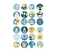 Yiokii 24Pcs Christmas Advent Calendar Number Sticker 1-24 Numerically Christmas Party Labels Merry Decoration Packaging