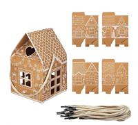 Yiokii 24Pcs Gingerbread House Shaped Gift Boxes, Small Paperboard Gift Container for Treats, Desserts, Fancy Cookie, Bakery Packaging for Housewarming Holiday Christmas Valentines Halloween