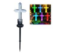 Yiokii 2Pcs Solar Cross Garden Stake Color Changing LED Pathway Light, Waterproof Outdoor Yard Decor for Lawn Garden Courtyard Light & Memorial Decoration
