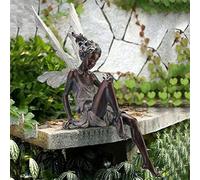 Yiokii 5.5 Inches Sitting Fairy Garden Statue, Outdoor Garden Fairy Statue Ornaments, Angel Sculpture Realistic Figurine Decor, Resin Craft Landscaping Yard Decoration Home Garden Decoration Outdoor