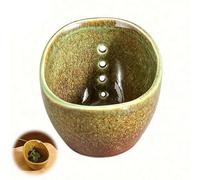 Yiokii Ceramic Herb Stripper Bowl, Handmade Vanilla Stem Removal Bowl, Kitchen Herbs Leaf Stripping Tool for Kale, Thyme, Basil, Rosemary Stripper