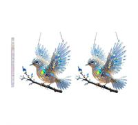 Yiokii Crystal Sky Bluebird Stained Art Ornament, Acrylic Sun Catcher, 2D Flat Pendant Hummingbird Stained Glass Window Hanging Bird Ornament for Windows Indoor Gardens Decors