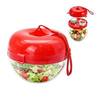 Yiokii Cute Apple Shaped Salad Storage Containers with Lids, Protable Fruit Veggie Salad Bowl with 2 Sauce Cups, Leakproof Food Storage Containers for Home/Camping/Picnic