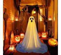 Yiokii Halloween Decorations Outdoor,17 * 9 * 4in Cute Ghost Decor, Halloween Large Lighted White Cloth Ghosts for Porches Yards Gardens Lawn, Easy to Assemble Ghost Decorations