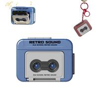 Yiokii Mini Tape Recorder Keychain, Retro Tape Recorder Keychain, Record Love Words, Music or Other Sounds, Mini Vintage Tape Recorder Keychain Couple Gift for Women Men