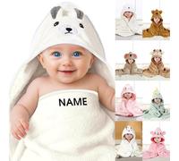 Yiokii Personalized Baby Towels Hooded with Name, Custom Toddler Bath Towel with Hood for Girl Boy, Warm Quick Drying Coral velvet Swaddle Blanket, Customized Gifts