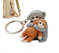 Yiokii Protect Punch The Monkey Keychain, 3D Cute Monkey Holding Plush Toy Hanging Keychain Decoration Gift for Backpack Purse Keys Car