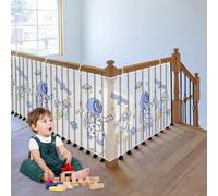 Yiomxhi Child Safety Net, Banister Guard for Baby, 300Lx78H CM Sturdy Balcony Stair Railing Proof Mesh Fence Protection Net Stairway Net for Kids Toys Pets, Astronaut