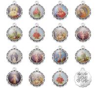 YionZian 100 Pieces Catholic Medalla Milagrosa De La Virgen Maria Charms Alloy Enamel Religious Jesus Pattern Pendant For DIY Bracelets Earrings Jewelry Making Supplies, Zinc, No Gemstone